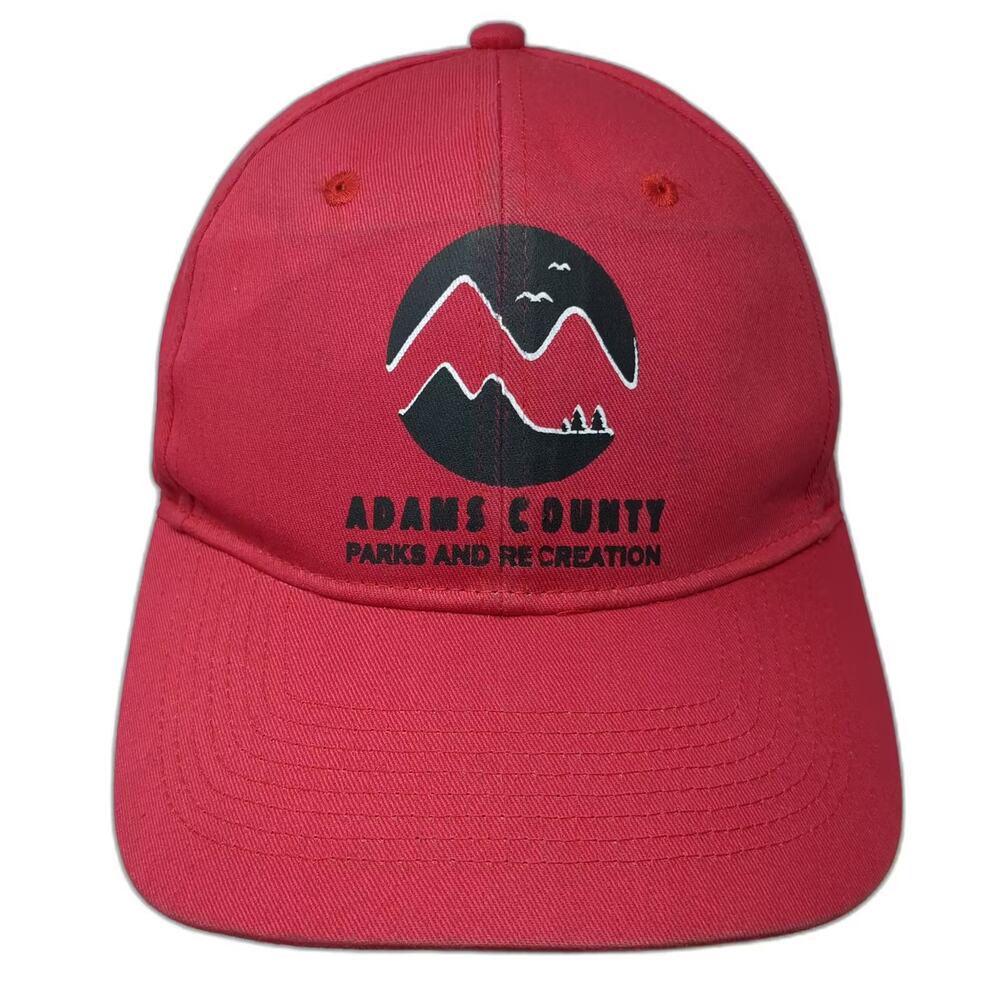 UltraClub Adams County Parks and Recreation Baseball Cap Red OS Hat Strapback